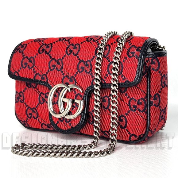 GUCCI Limited Edition GG Marmont logo quilted red GG canvas SUPER MINI Chain bag - Picture 7 of 8
